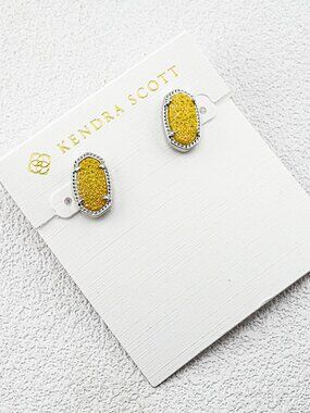 Kendra Scott Yellow Quartz Point Stud Earrings